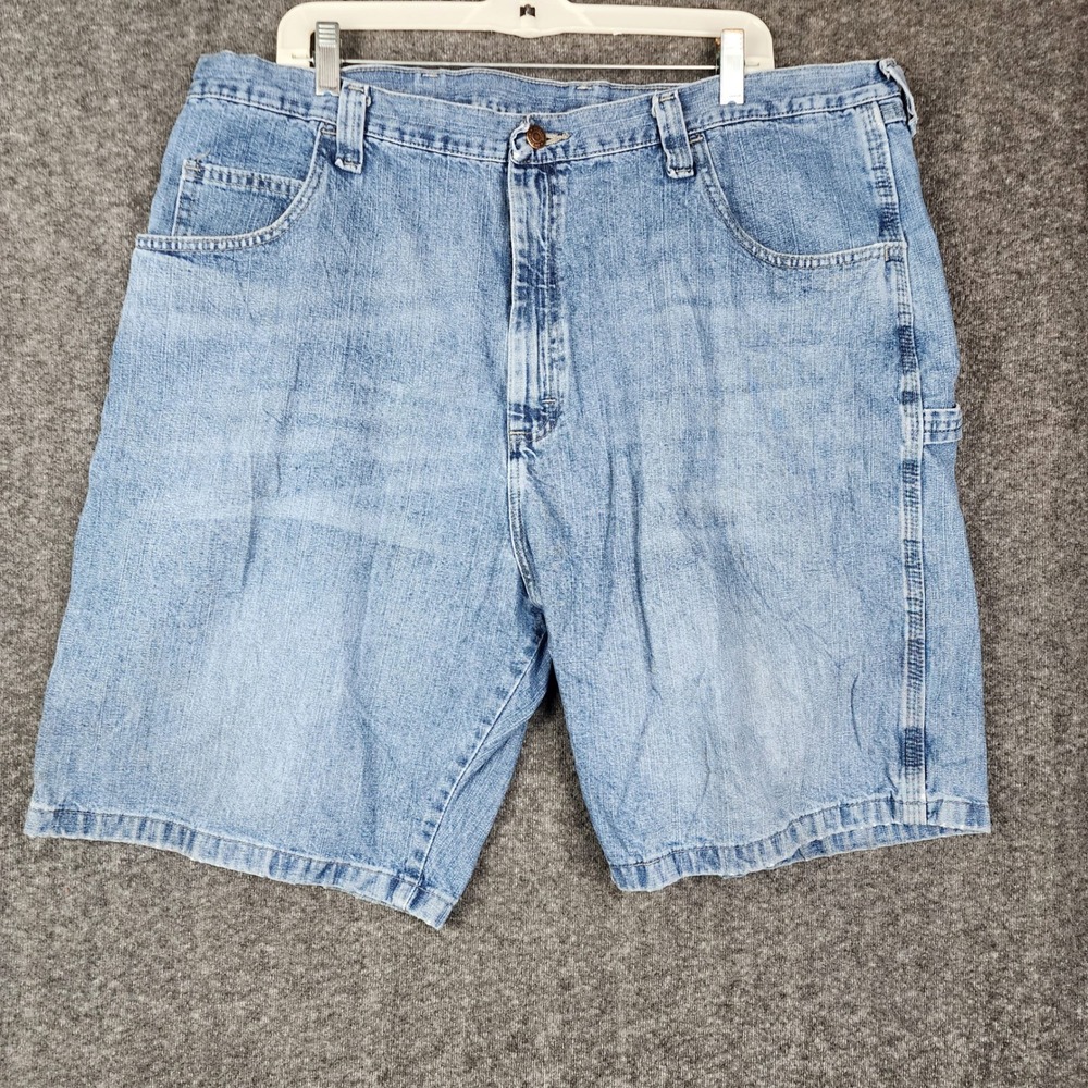 Wrangler Carpenter Shorts Mens 42 Light Wash Blue Denim Workwear 64WC2AI